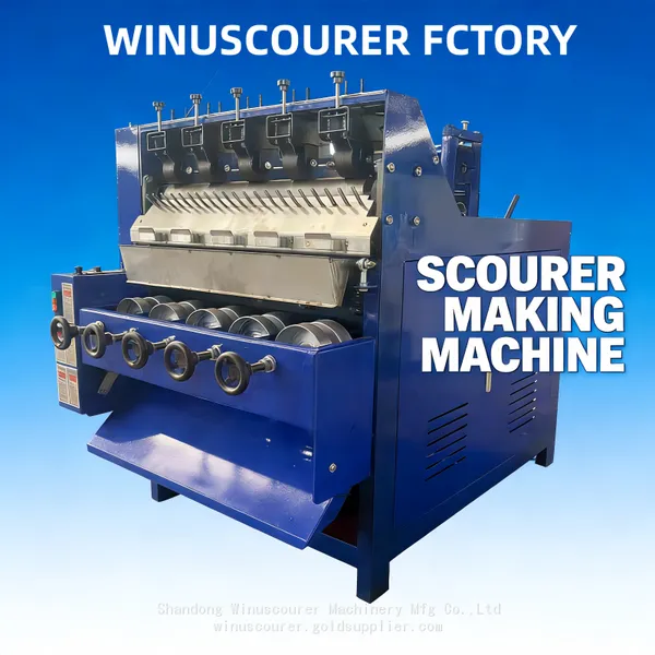 Automatische Stahlfederballmaschine 5 Köpfe Edelstahlschrubberherstellungsmaschine