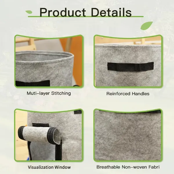 Durable PE Potato Planting Bags Eco-friendly Vegetable Grow Bag With Flap and Handles Greenhouse Garden Pot photo-5