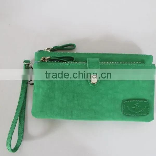 2016 New Style Green Daily Zipper Button Plain Clutch Bag Ladies of Washed Fabric Material