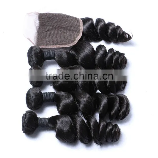 Mongolian Deep Loose Rose Wave Curly Virgin Remy Hair Extensions With Back Closure Silk Lace Closure Hair Supplier's Choice photo-4
