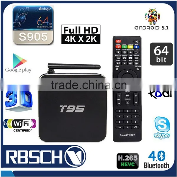 T95 Internet TV Set Top Box Amlogic S905 Quad Core Android 5.1 Lollipop TV BOX