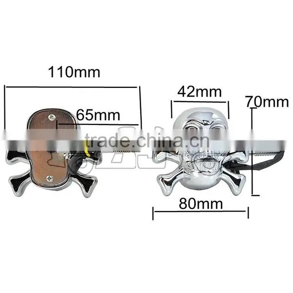 BJ-SL-056S New Arrival Chrome Short Stem ABS Plastic Skull LED Motorcycle Turn Signal Blinker Light photo-2
