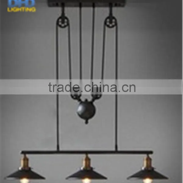 3 head with lightbulbs and mirror iron shade Loft vintage Pulley Lamp Bar Home Decorate E27 Edison Light Fixtures