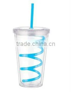 Double Wall ECO CUP With Spiral Straw