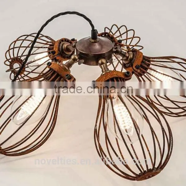 Vintage Loft Warehouse Rust Cage Chandelier 5 Edison Lights photo-6