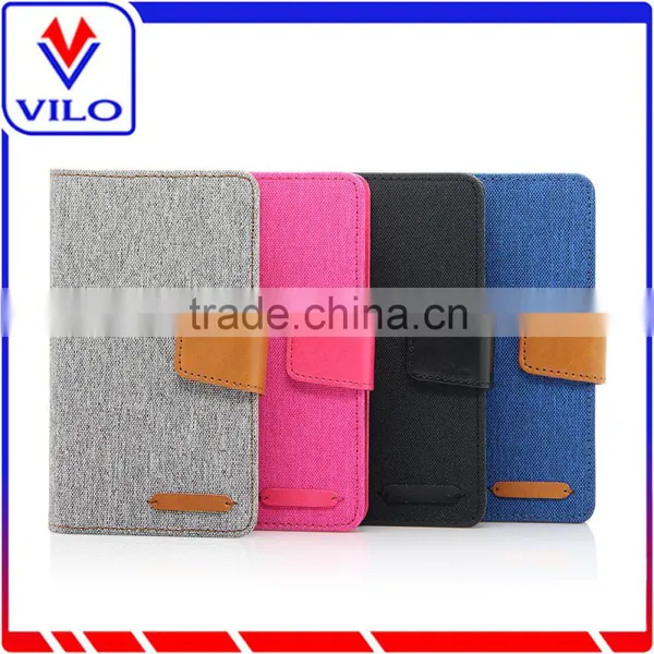 Colorful Universal Canvas Leather Folio Case With Card Holder