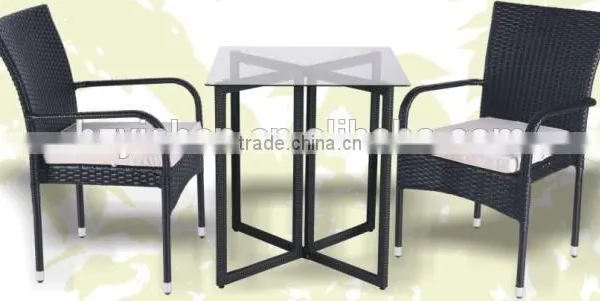 Rattan Patio Set With 1 Table and 2 Chairs