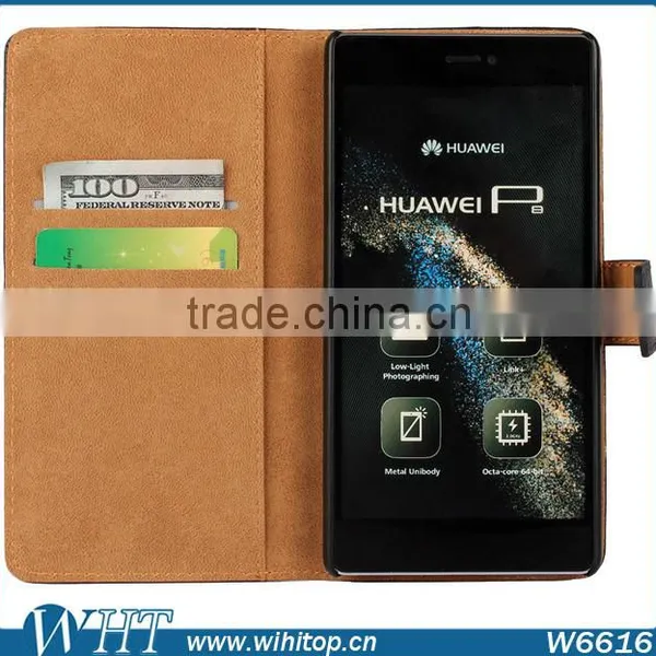 Leather Card Slot Flip Cover With Stand for Huawei Ascend P8 Case photo-3
