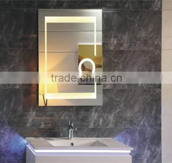 CE IP44 EMC LVD ROHS APPROVED LED ILLUMINATED BATHROOM MIRROR WITH MAGNIFY