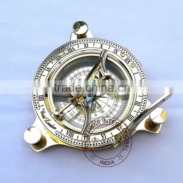 BRASS SUNDIAL COMPASS - NAUTICAL VINTAGE SUNDIAL COMPASS - MARINE MARITIME GIFT photo-2