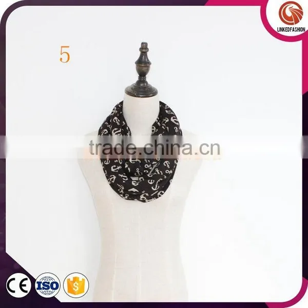 Wholesale Anchor Pattern Fleece Snood Custom Scarf Soft Polar Fleece Hooded Scarf