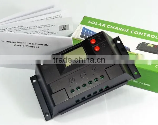 Solar charge controller 20A with LCD display and technical data can be set