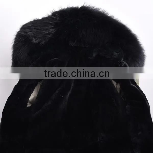 Women Fashion Long Fur Parka/ Raccoon Fur Parka/ Rex Rabbit Fur Lining Parka KZ160051 photo-3