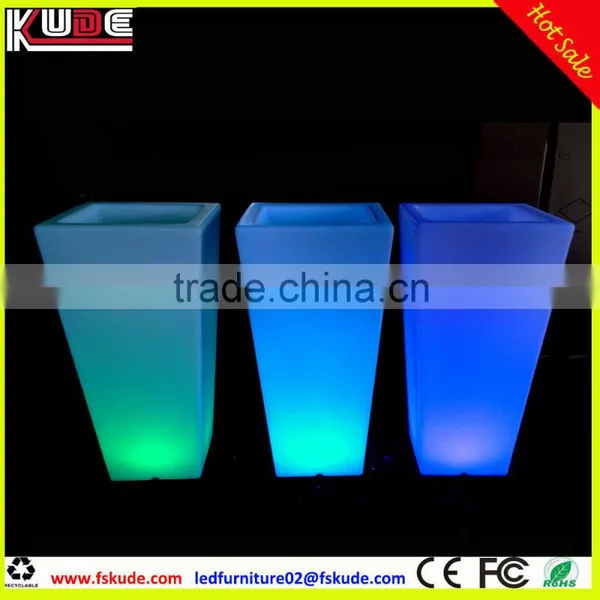 Waterproof PE Plastic Decorative Tall Ladder Flower Pots With LED Light up photo-2