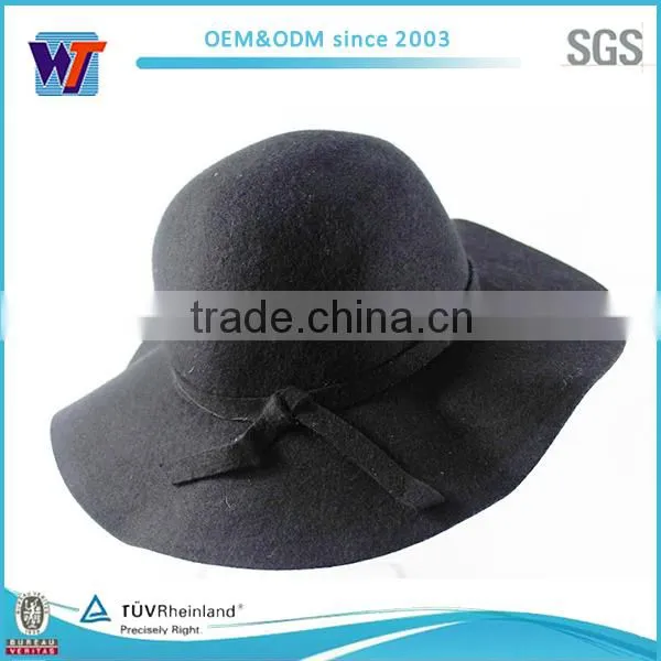 Classical Black Felt Hillbilly Hat Bodies Wool Felt Hat photo-2