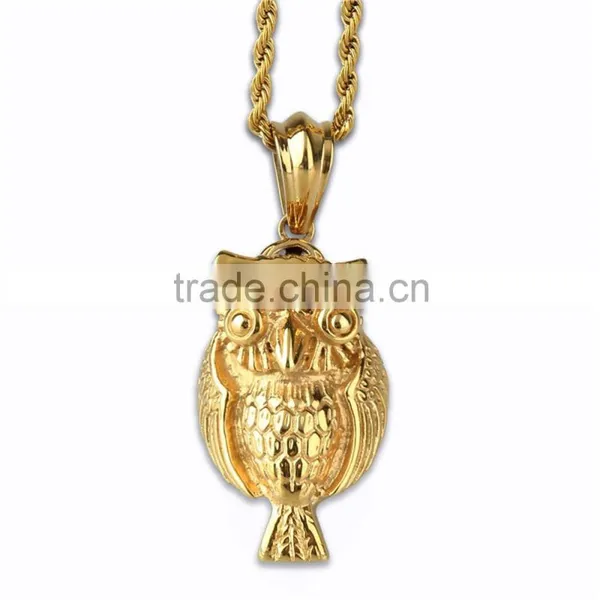 Stainless Steel Gold Plated Wholesale Owl Eagle Gold Pendant photo-2