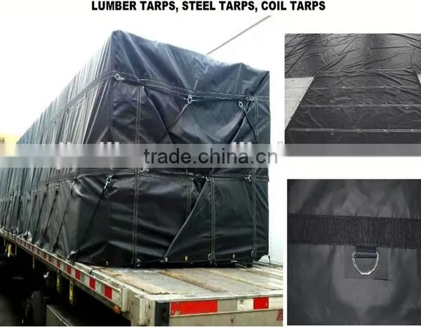 Heavy Duty Lumber Tarp - 24' x 27' (8' Drop & Flap) - 18oz Black Tarp