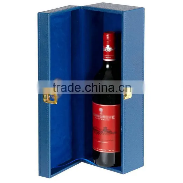 Chinese Factories Wholesale Custom Luxury Single Bottled Wine Box, Leather Blue Fashion Beautiful Gift Box photo-2