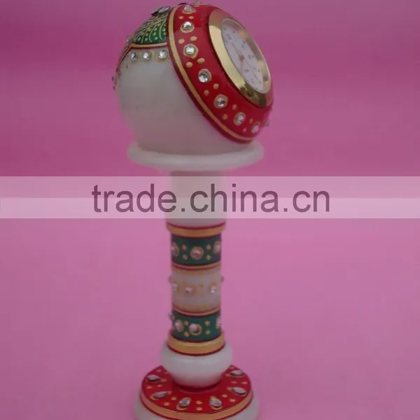 Indian Marble Piller Watch Clock Handicraft Gift Decor Handmade Jaipur Rajasthan Christmas Gift photo-2