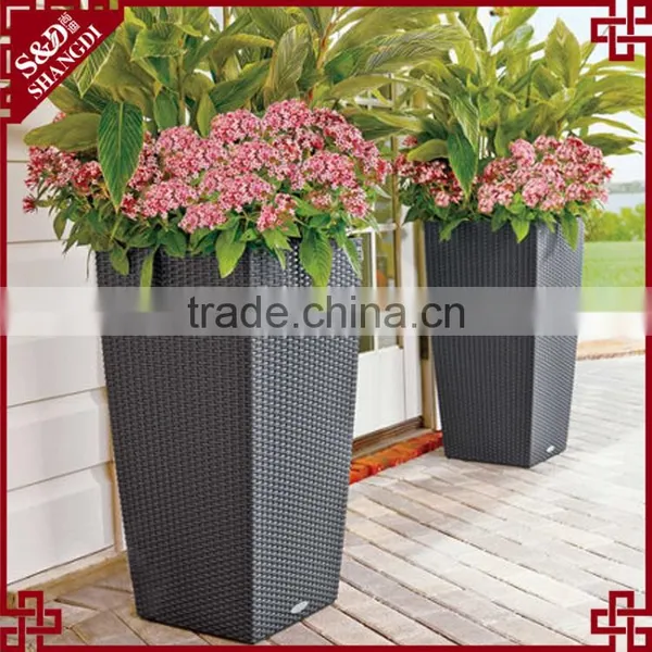 Big Outdoor White Resin Wicker Wholesale Decorative Plastic Flower Pots photo-2
