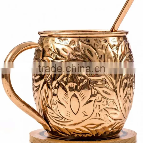 New Design Aarrival......16oz Moscow Mule Copper Mug, Solid Copper Mug Embossed Design photo-3