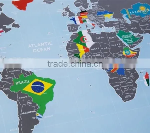 New World Map With Scratch off Flags Edition Tube Packaging Scratch Travel World Map AMA-13 photo-4