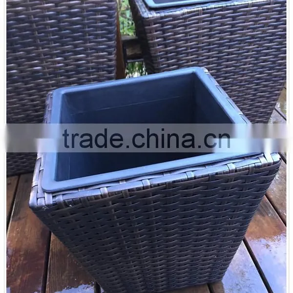 Indoor/Outdoor Beaufiful Square Rattan Wicker Planter Box (Set of 3) photo-4