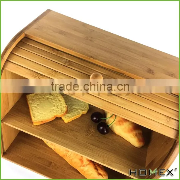 Bamboo Double Decker Bread Bin Vintage Bread Box Homex BSCI/Factory photo-6