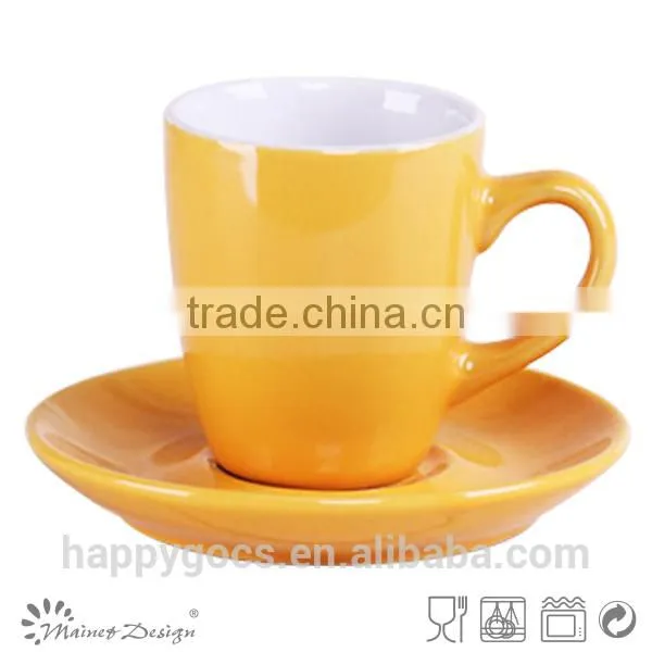 3oz Solid Shining Color Glazed Coffee Cup and Saucer photo-2