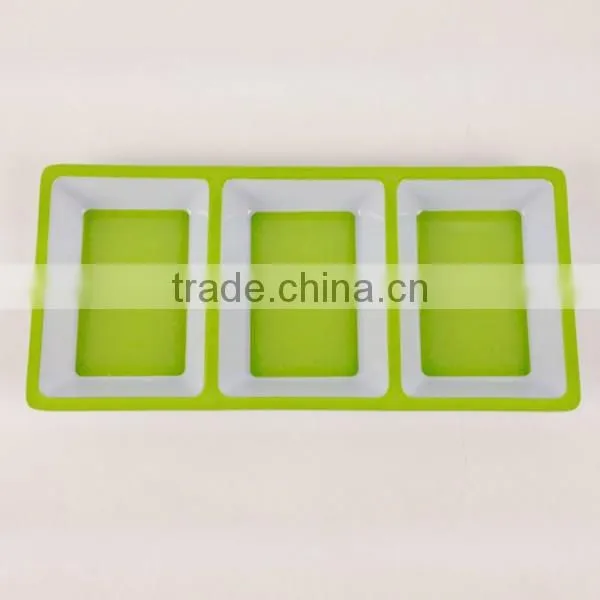 Meneed Melamine Plastic Anti-slip Food Rectangular Divided Plate photo-2