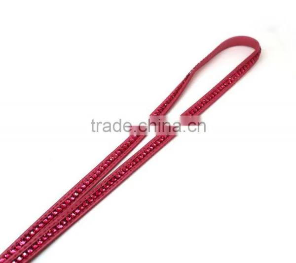 Fuchsia Promotion Gift PU Leather Lanyard With Crystal Gem Lanyard, Swivel Snap Hooks, Key Ring Accembly, Acrylic Gem Key Chain photo-4