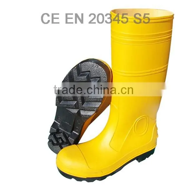 Yellow Color Heavy Duty Pvc Safety Gumboots for Industrial Work