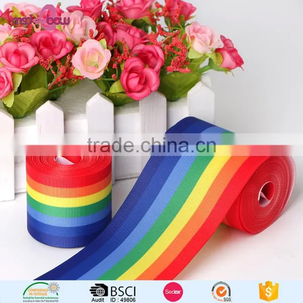 Custom Size Double Face Rainbow Thermal Transfer Grosgrain Ribbon for Gift Box photo-3