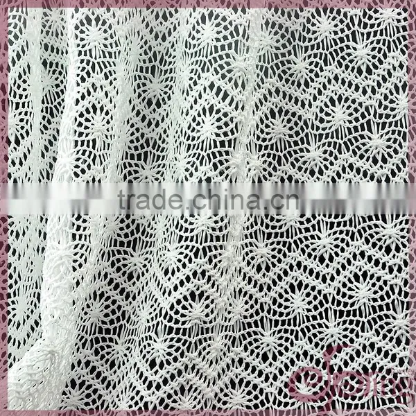 Elegant White Waved Crochet Knitting Fabric, Fashion Crocheted Lace photo-2