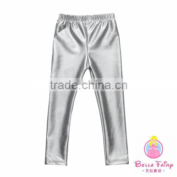 New Fashion Baby Girls Gold Color PU Pants photo-5