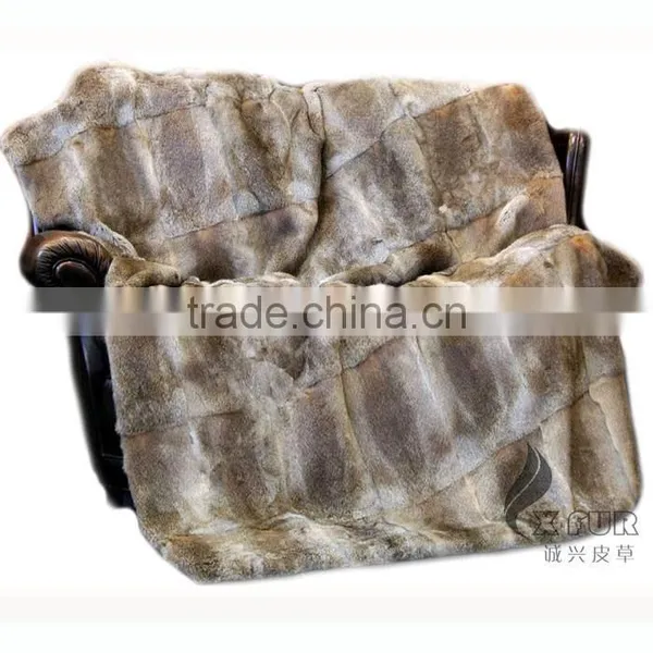 CX-D-08J Super Quality Winter Warm Real Rabbit Fur Wholesale China Blankets photo-2