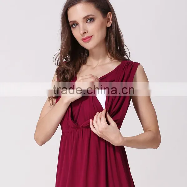 Comfortable Cotton Stretch Maternity Loose Dress Pregnant Clothes Low MOQ Breastfeeding photo-3