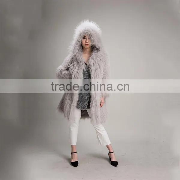 Myfur Light Gray Beauty Women Real Raccoon Fur Jacket Plus Size photo-6