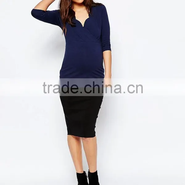 Comfortable Fashion Short Sleeve Knitted Fabric Maternity Clothes photo-5