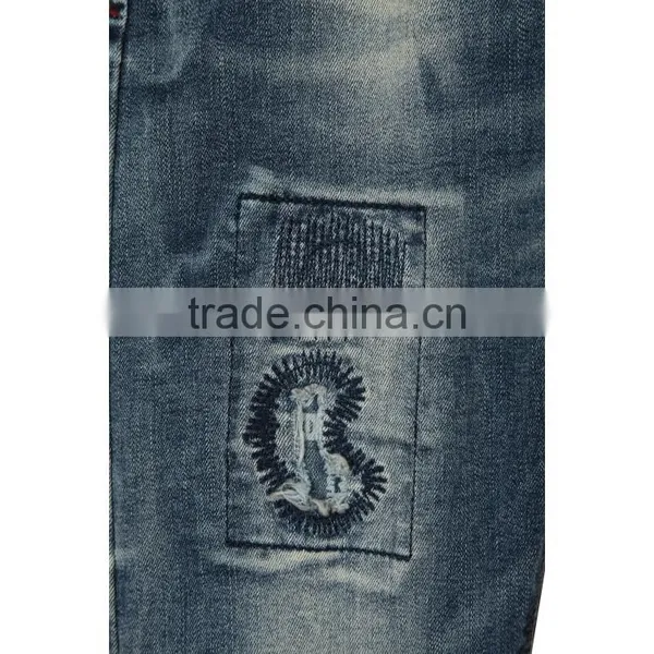 Top Quality Embroidery Patch Coin Pocket Fashion Classic Blue Pants Kid Jean Trousers photo-6