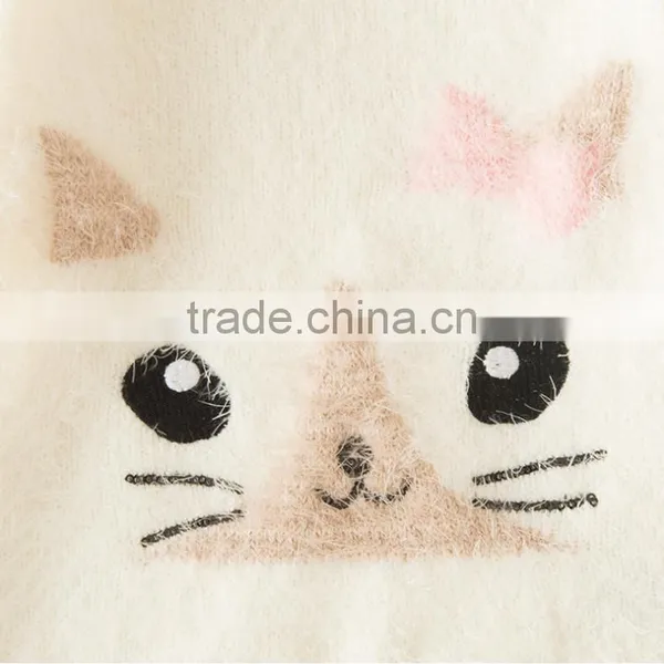 Winter Warm New Design Children Sweaters With Cute Cat Pattern Knitting Girl Pullover photo-4