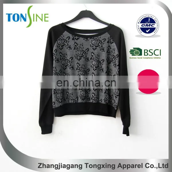Women's Long Sleeve Rose Print Sweater