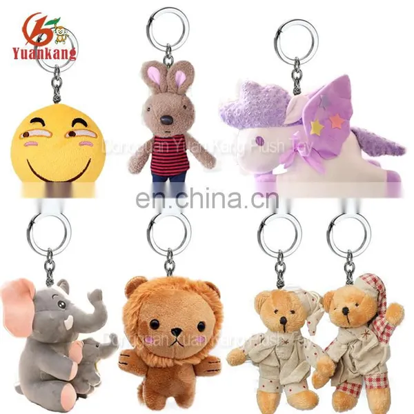 Custom Animal Key Chain Owl Dragon Shark Monkey Rabbit Koala Giraffe Unicorn Elephant Bunny Emoji Teddy Bear Lion Plush Keychain