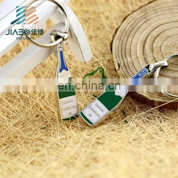 Zinc Alloy Metal Custom Hard Enamel Logo Beer Bottle Keychain photo-2