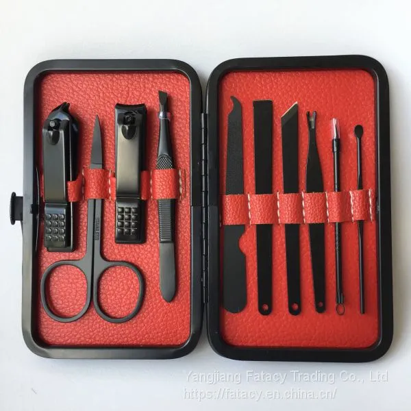 10pcs Black Coated Stainless Steel Pedicure Set