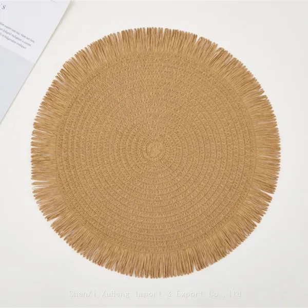 Custom Rattan Wholesale Eco-friendly Olive Green Colored Wedding Macrame Paper Place Mats photo-4