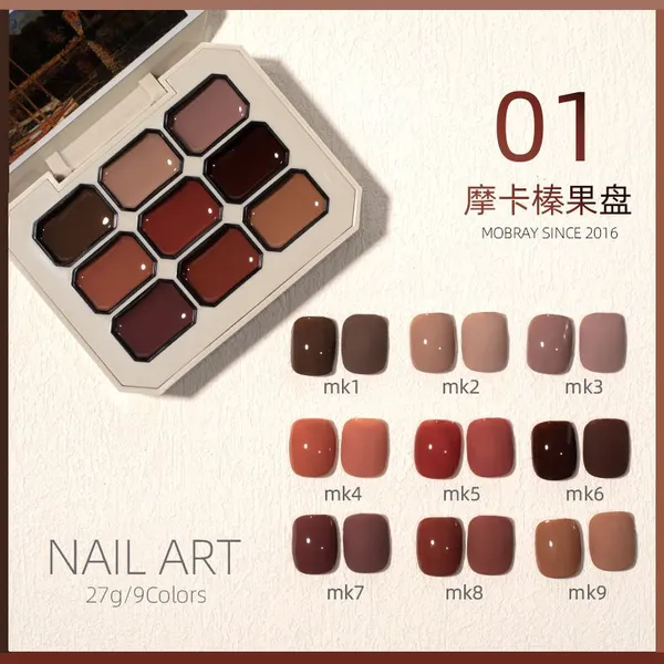 Solid Nail Gel Polish Kit 9-Compartment Solid Nail Gel Palette 9-Color Solid Gel Set for Sale photo-3