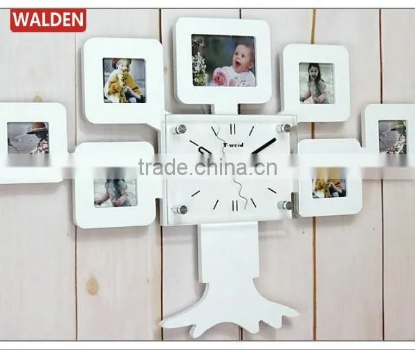 7 Pictures Tree Shaped Decorative Photo Picture Frame Wall Clock photo-4