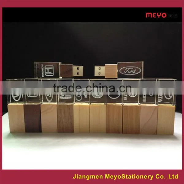 2015 Crystal 3D Laser Engraving Wooden USB Flash Drive photo-4