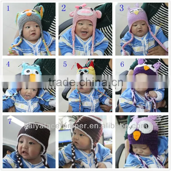 in Stock Wholesale Owl Hats Crochet Animal Hats for Children